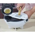 Rotatable Multi functional Wet Basket Vegetable Cutter Slicer Drainer With Handle, All-In-One Chopper Strainer Rotate The Vegetable Cutter Slicer White Hand with Drain Basket - BuyWays