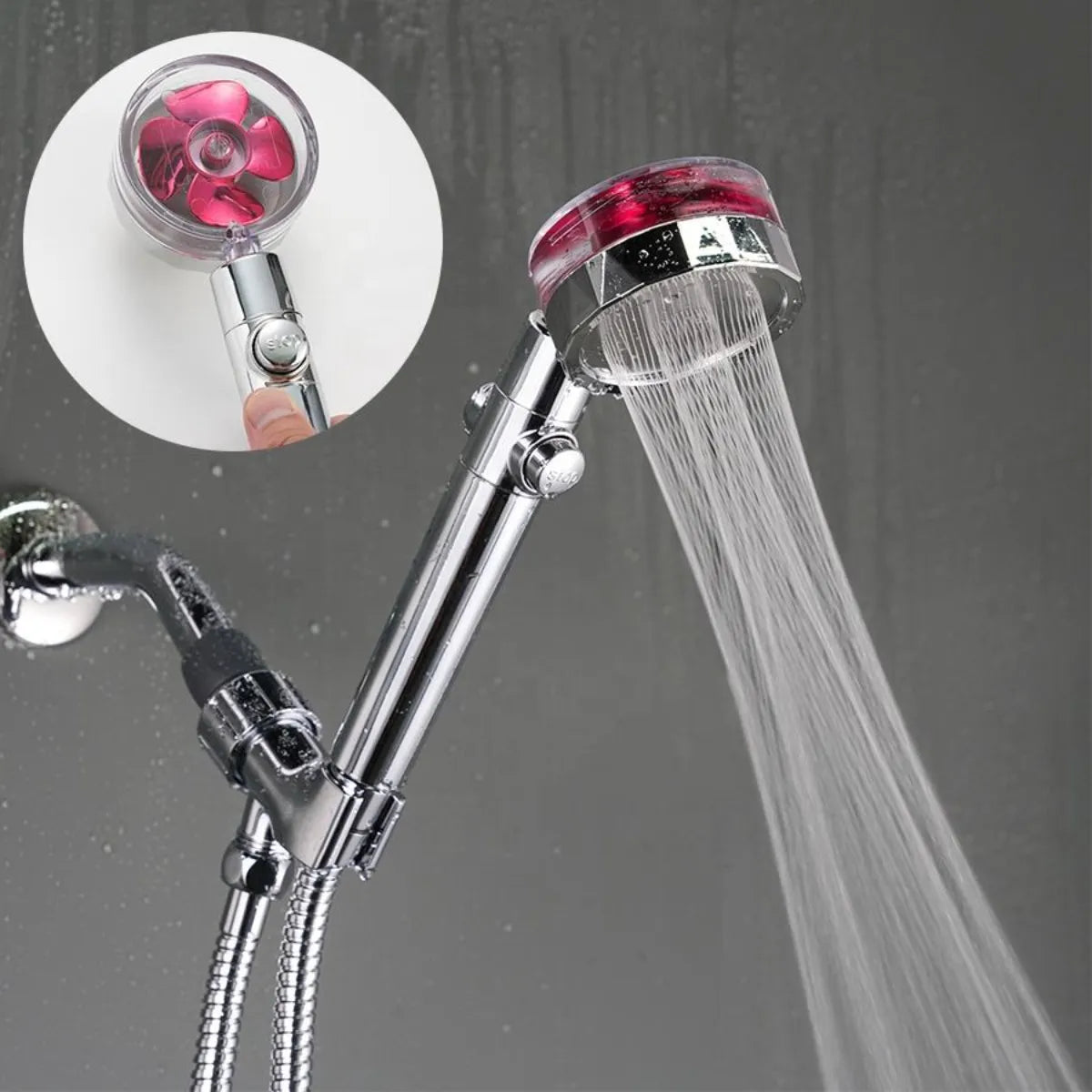 High Pressure Water Bathroom Hand Turbo Fan Rain Shower with On/Off Button, 360 Power, Muslim Shower, Handheld Shower Head Only - BuyWays