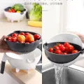 Rotatable Multi functional Wet Basket Vegetable Cutter Slicer Drainer With Handle, All-In-One Chopper Strainer Rotate The Vegetable Cutter Slicer White Hand with Drain Basket - BuyWays