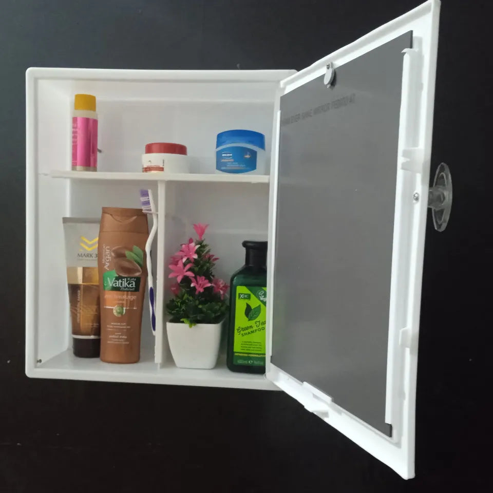 Bathroom Plastic Cabinet with Front Looking Mirror Multiple Shelves Size: 12.5"x17.5"x4" inch - BuyWays